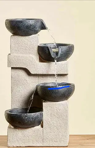Four-Tier Cascading Indoor Water Fountain (Decorative Garden Accent)