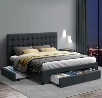 Beautiful Gray King*160*200* with Drawers king Size Bed Available
