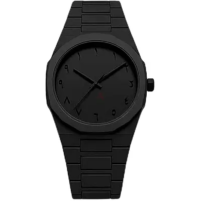 All-black Men’s Steel Watch with Arabic Numerals