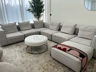 Light Grey Modular Corner Sofa Set — Spacious 300cm x 400cm, Clean Modern Design