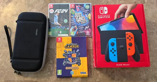 Nintendo Switch OLED Model New | UAE | Full accessories + 3 Game + Case