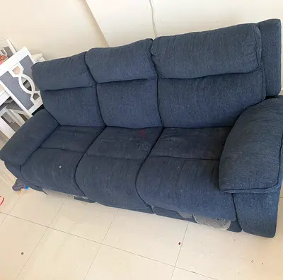 Used 3-Seater Reclining Sofa - Dark Blue Fabric
