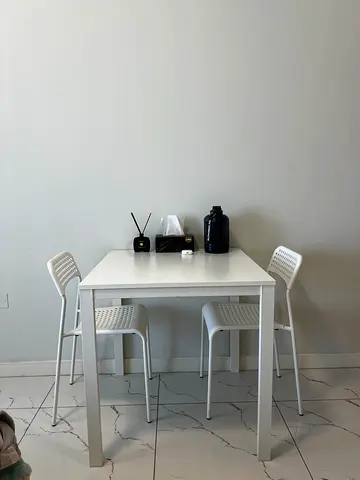IKEA White Dining Table with 2 Chairs - Compact Set