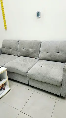 Comfortable 3-Seater sectional Light Grey Fabric Sofa - Good Condition, can be separated into3 parts