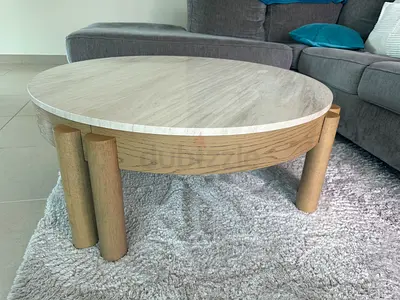 Coffee table - marble and oak