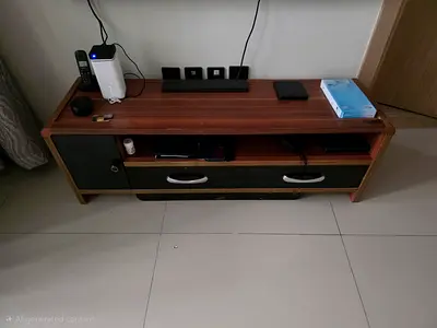 Wooden TV Unit / Entertainment Console with Storage - Good Condition