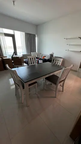 Wooden 4-Seat Dining Table with Chairs - Light Finish, Good Condition