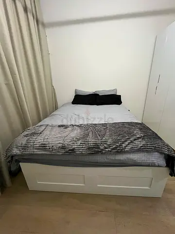 White Wooden Double Bed Frame without mattress