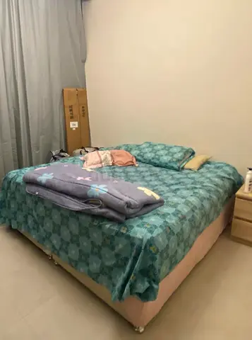 King Size Bed with Mattress and Bedside Table - Used, Good Condition