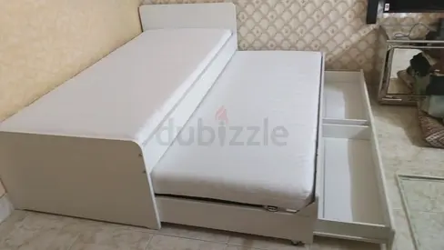 Ikea White Trundle Bed with Storage - Single/Guest Bed