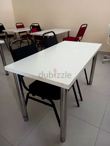 White IKEA Office/Study Table with Chrome Legs
