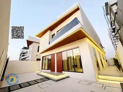 For sale in Al Helio area, 2 villas, 5BR with roof, Registration fees, modern finishing, large areas, freehold