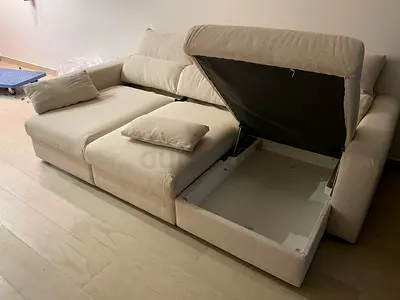 Ikea Eskelstuna L shape sofa bed Beige Beige L-shaped Storage Sofa with Removable Cushions