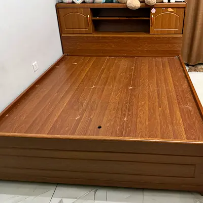 Wooden Double Bed Frame with Headboard Storage - Used