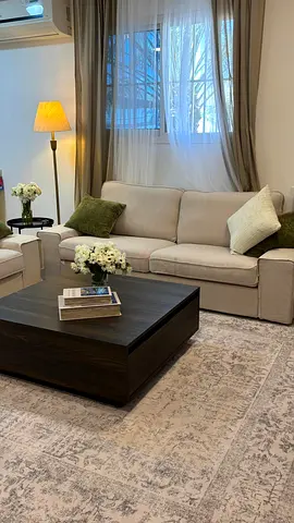 Walnut TV console with coffee table