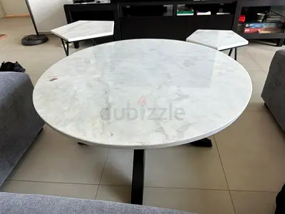 Marble Coffee Table Set with 2 Matching Side Tables