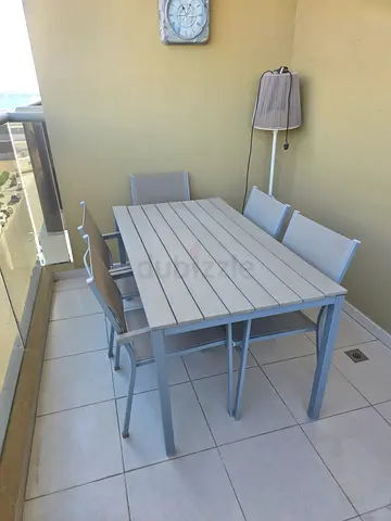 Outdoor dining table with 6 chairs - light grey set