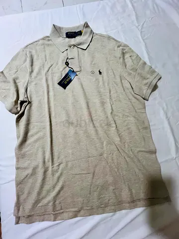 Polo Ralph Lauren Mens Beige Cotton Polo Shirt - Size L New with Tags
