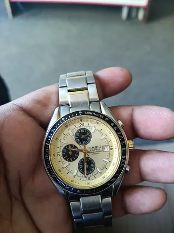 Casio Edifice Stainless Steel Chronograph Watch - Beige Dial