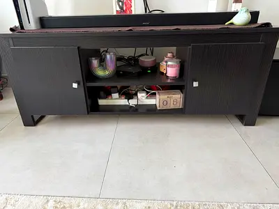 Dark Wood TV Cabinet / Entertainment Unit with Storage - Good Condition