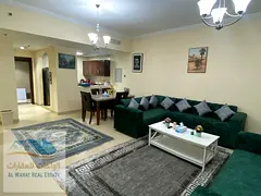 A luxurious furnished one-bedroom apartment with a living room is now available in Ajman, Al Jurf 2,