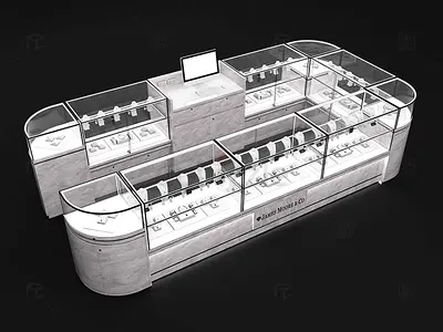 Luxury Marble-Finish Jewelry Kiosk