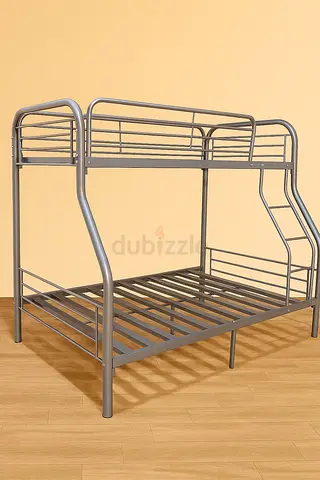 Metal Bunk Bed - Double Lower Bed with Single Top, Sturdy Frame