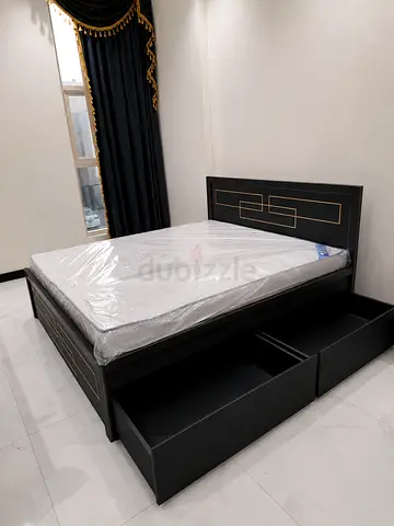 Black Wooden Storage Bed with Headboard and Underbed Drawers (kingsize/Double)