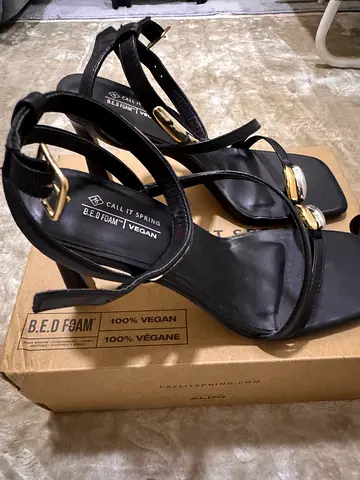 Call it Spring Black Strappy Heeled Sandals - Size 7.5