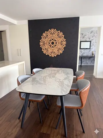 Marble-Top Dining Table with 4 Chairs - Modern Set
