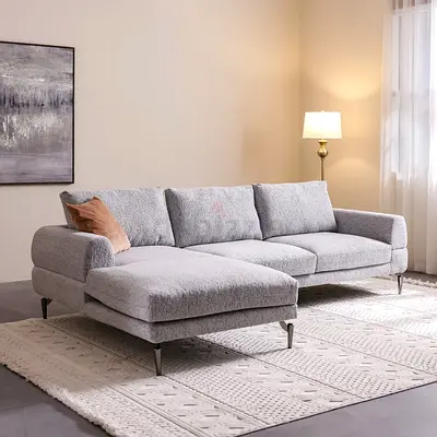 Light Grey L-shaped 3-seater Sofa with Chaise - Good Condition