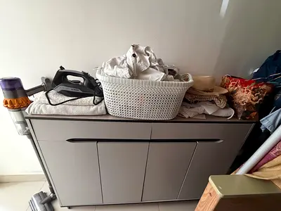 Grey modern storage cabinet / shoe rack