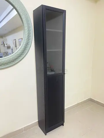 IKEA BILLY/ÖXBERG Bookcase with Glass Panel - Black Oak Effect (40x30x202 cm)