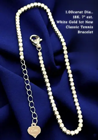 18K White Gold Natural Diamond Tennis Bracelet - 1.00 ct, 7 est. (with certificate)