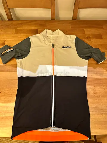 Santini Short Sleeve Cycling Jersey - Size Medium (Beige/Black/Orange)
