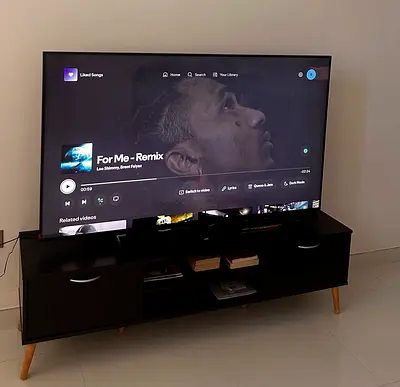 Slim black Minimalist Design TV Cabinet / Table / stand with Two Doors excellent condition