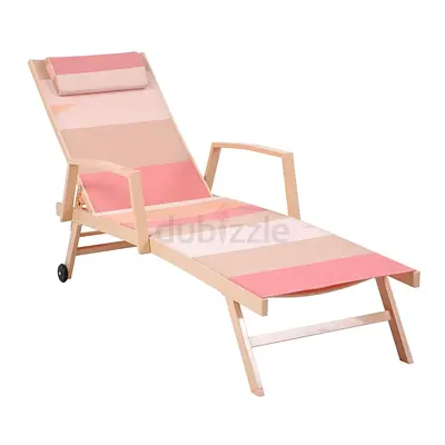 Pink sun lounger with pillow