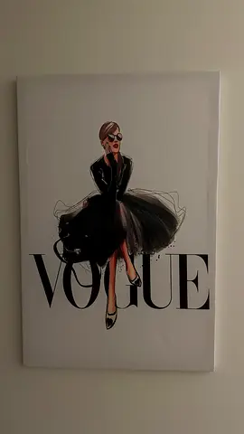 Vogue-style Fashion Wall Art Print - Black Dress Illustration on Canvas