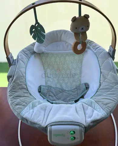 Ingenuity- Almost New - Lightweight Baby Bouncer Seat with Toy Bar - Gentle Green