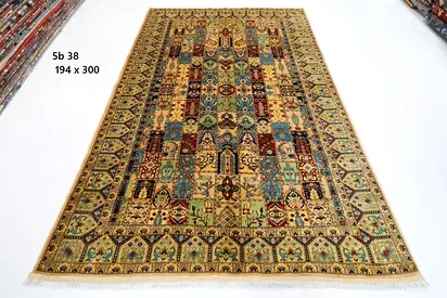 2x3m hand knotted Afghan wool carpet Handwoven Traditional Patchwork-Style Area Rug 194x300 cm