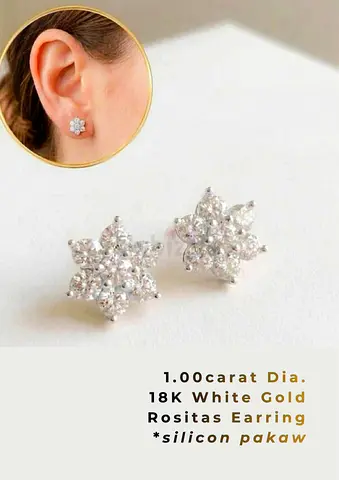 1.00ct Diamond Cluster Stud Earrings in 18K White Gold