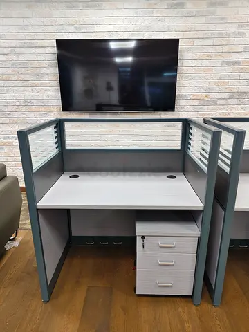 Single Office Workstation Cubicle with Lockable Pedestal Drawer New For Sale