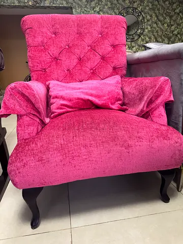 Pink Velvet Accent Armchair with Tufted Back