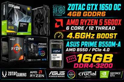 Gaming PC Parts Bundle: Ryzen 5 5600X, GTX 1650 OC, ASUS B550M, 32GB DDR4-3200