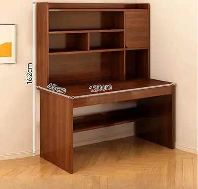 Wooden Study Desk with Overhead Shelving - 120cm x 45cm x 162cm