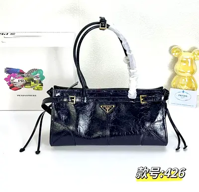 Black Prada Patent Leather Shoulder Bag - Excellent Condition