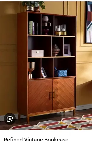 Refined Vintage Wooden Bookcase with Cabinet
