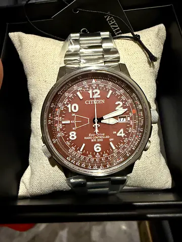 Citizen Mens Stainless Steel Pilot Watch - Brown Dial (Eco-Drive style)