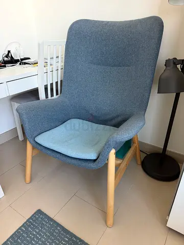 VEDBO high-back armchair Gunnared blue