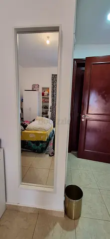 Full length IKEA dressing Mirror in white wooden frame.